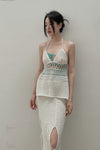 SWAYING/KNIT Beaded Embroidered Bikini Top SW22SST88 Pink/White